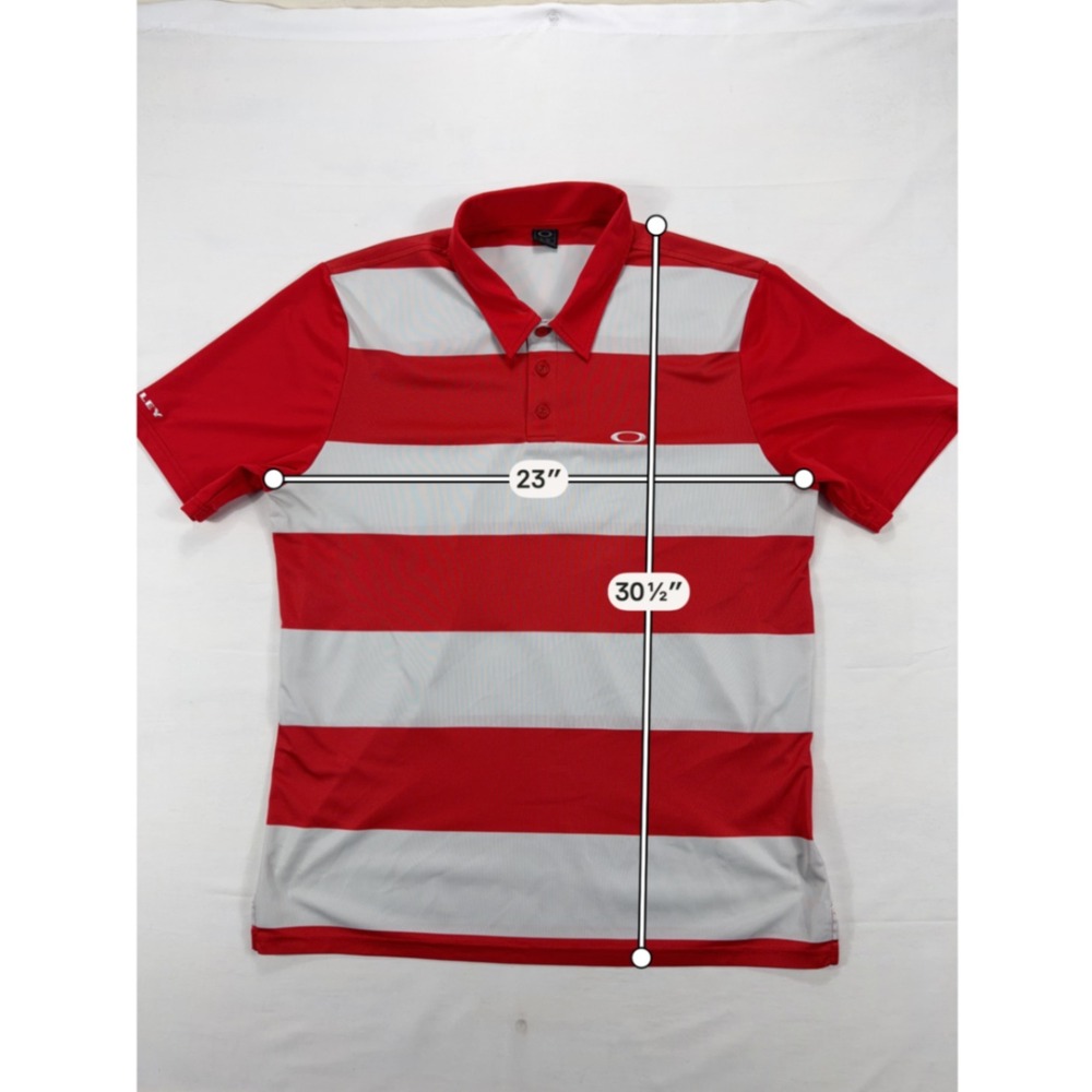 Oakley Striped Performance Golf Polo Shirt XL Red White Short Sleeve Mens - Picture 7 of 10